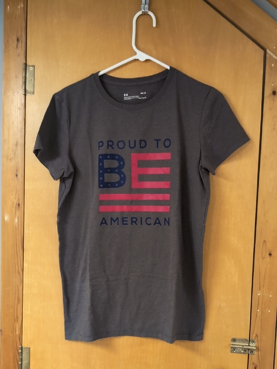 Under Armour Tops - Under Armour Charcoal Gray 'Proud to Be American' Graphic Tee